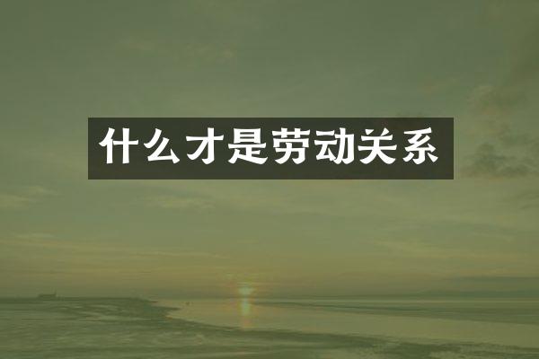 什么才是劳动关系