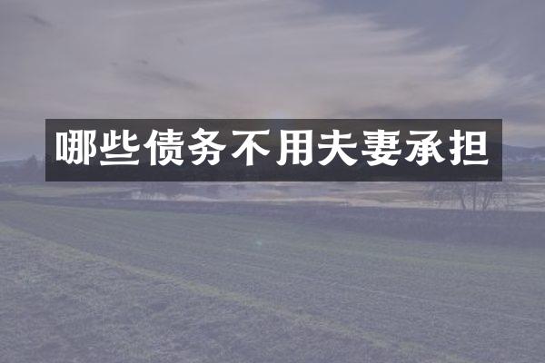 哪些债务不用夫妻承担