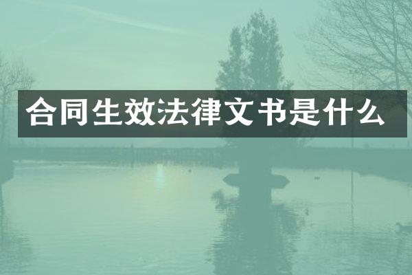合同生效法律文书是什么