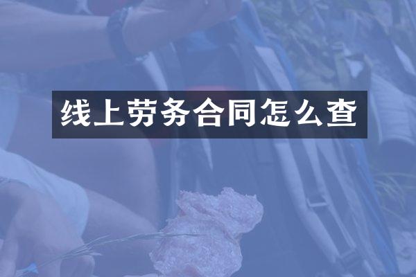线上劳务合同怎么查