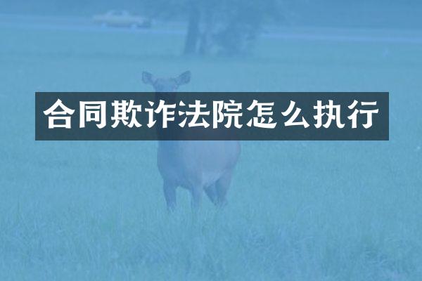 合同欺诈法院怎么执行