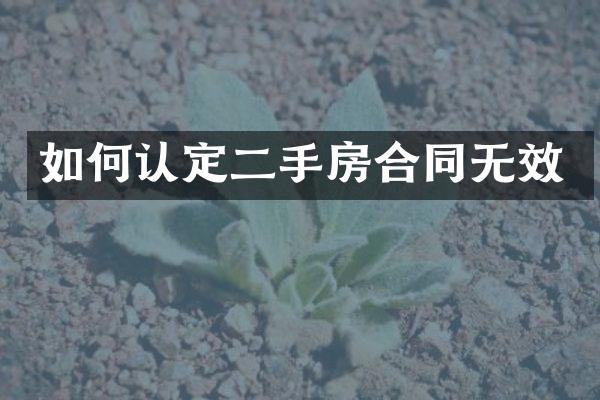 如何认定二手房合同无效