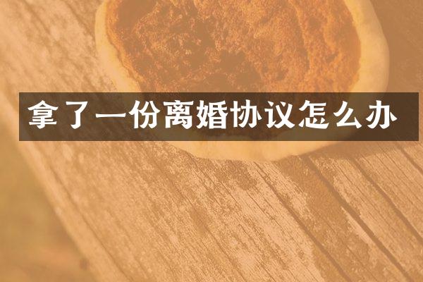 拿了一份离婚协议怎么办