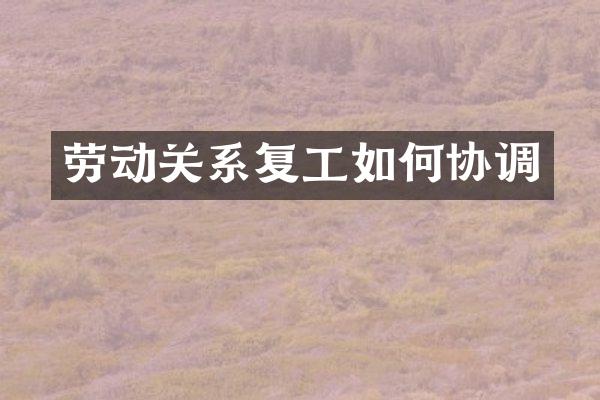 劳动关系复工如何协调