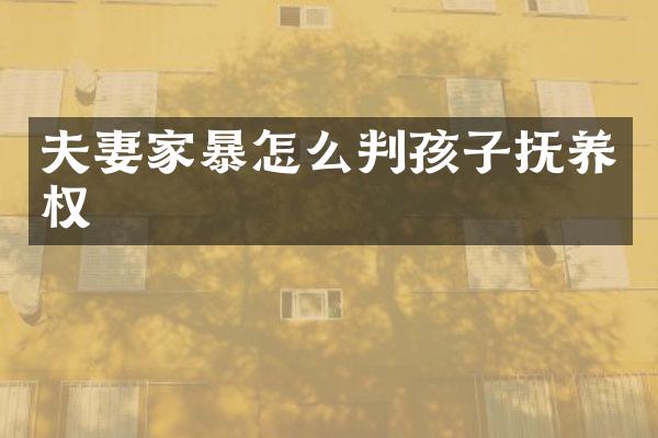 夫妻家暴怎么判孩子抚养权