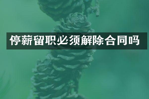停薪留职必须解除合同吗