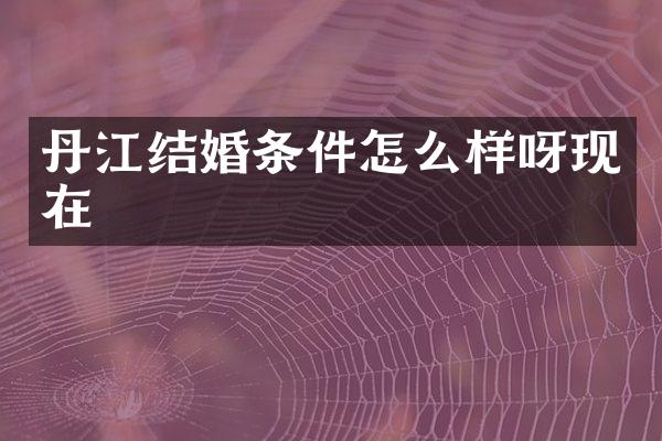 丹江结婚条件怎么样呀现在
