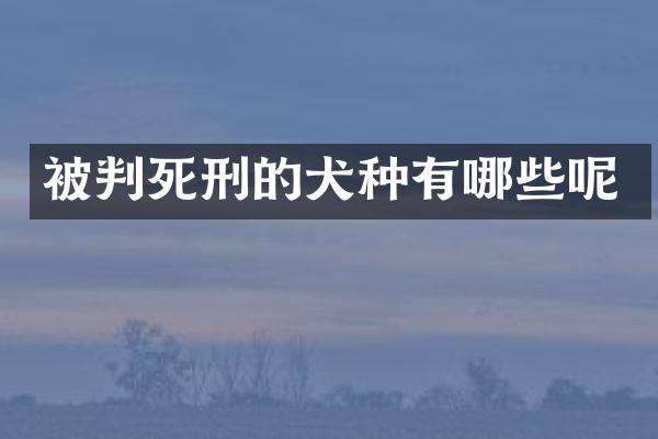 被判死刑的犬种有哪些呢