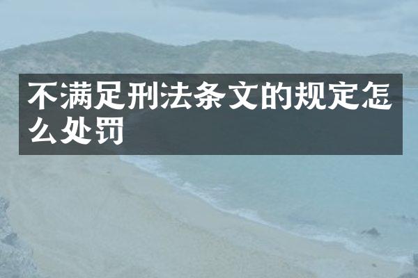 不满足刑法条文的规定怎么处罚