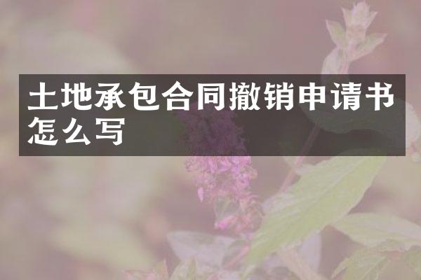 土地承包合同撤销申请书怎么写