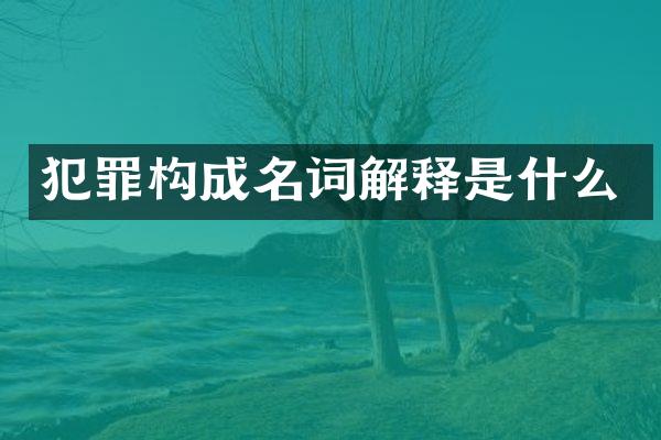 犯罪构成名词解释是什么