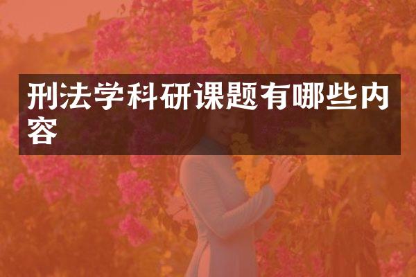 刑法学科研课题有哪些内容
