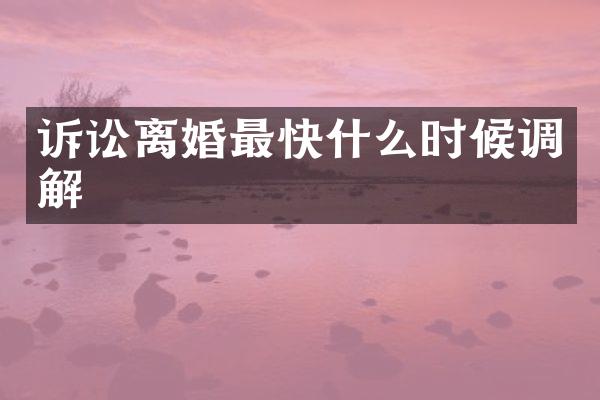 诉讼离婚最快什么时候调解