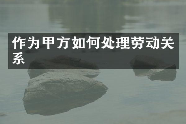 作为甲方如何处理劳动关系