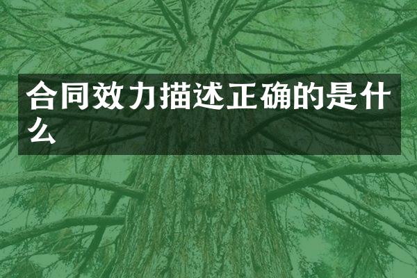 合同效力描述正确的是什么