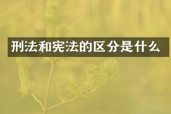 刑法和宪法的区分是什么
