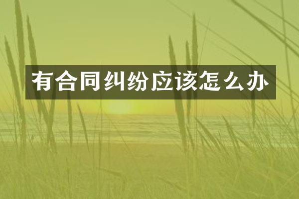 有合同纠纷应该怎么办