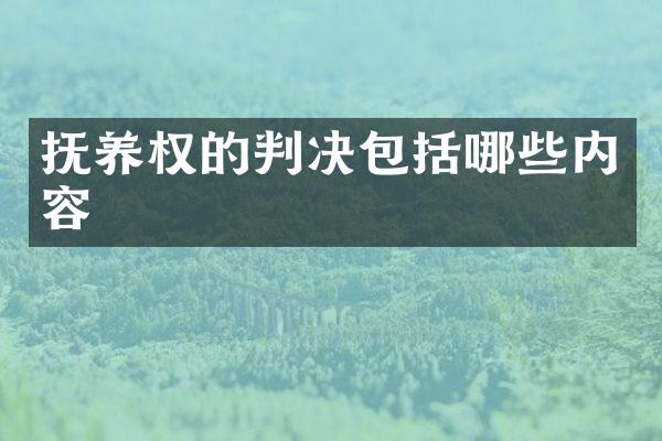 抚养权的判决包括哪些内容