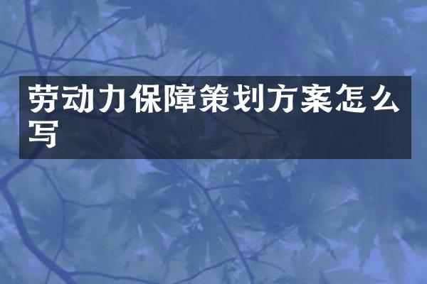 劳动力保障策划方案怎么写