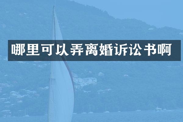 哪里可以弄离婚诉讼书啊