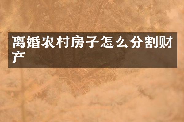 离婚农村房子怎么分割财产