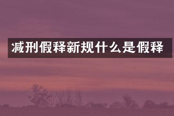减刑假释新规什么是假释