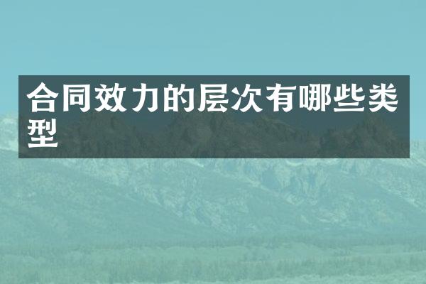 合同效力的层次有哪些类型