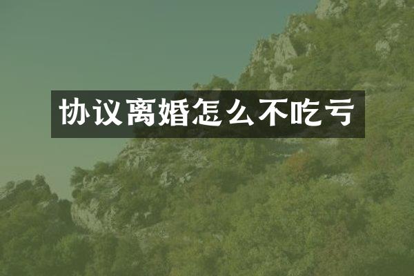 协议离婚怎么不吃亏