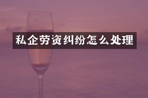 私企劳资纠纷怎么处理