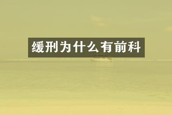 缓刑为什么有前科