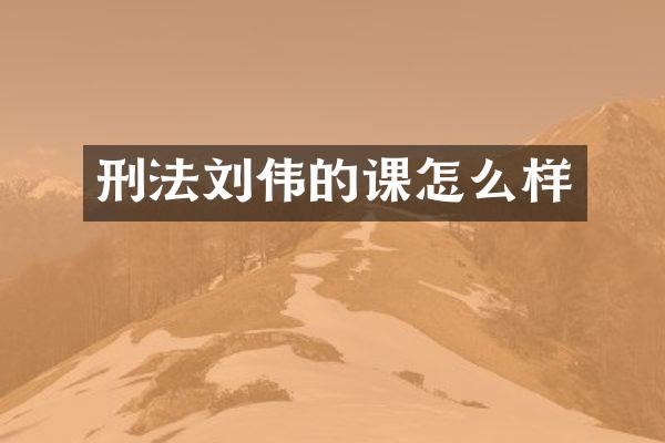 刑法刘伟的课怎么样