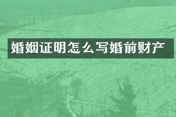 婚姻证明怎么写婚前财产