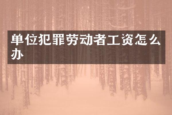 单位犯罪劳动者工资怎么办