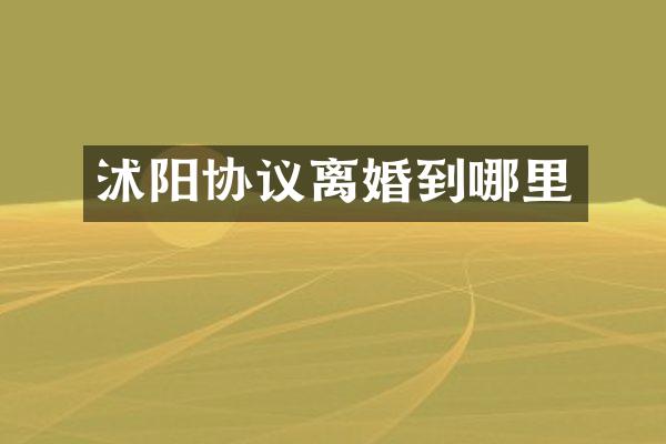 沭阳协议离婚到哪里