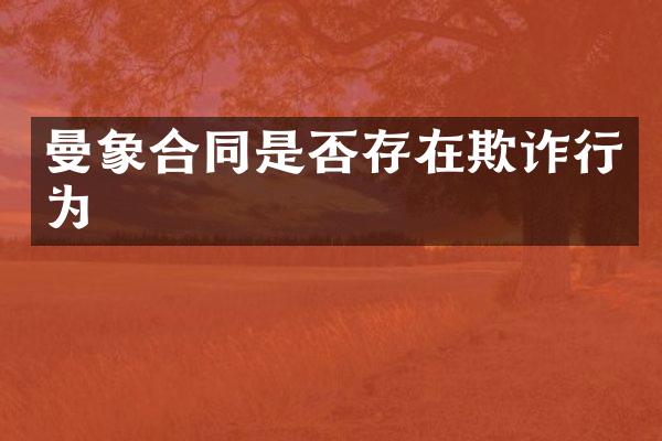 曼象合同是否存在欺诈行为