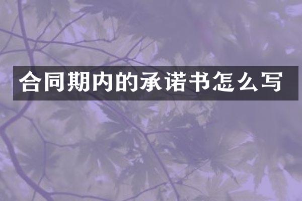 合同期内的承诺书怎么写