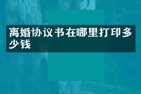 离婚协议书在哪里打印多少钱