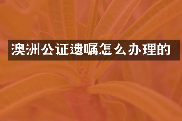 澳洲公证遗嘱怎么办理的