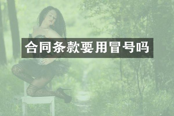合同条款要用冒号吗