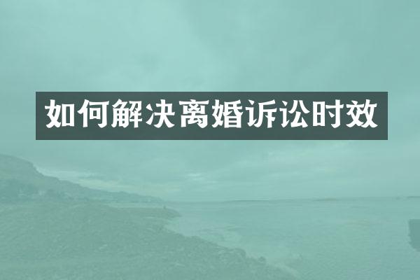 如何解决离婚诉讼时效