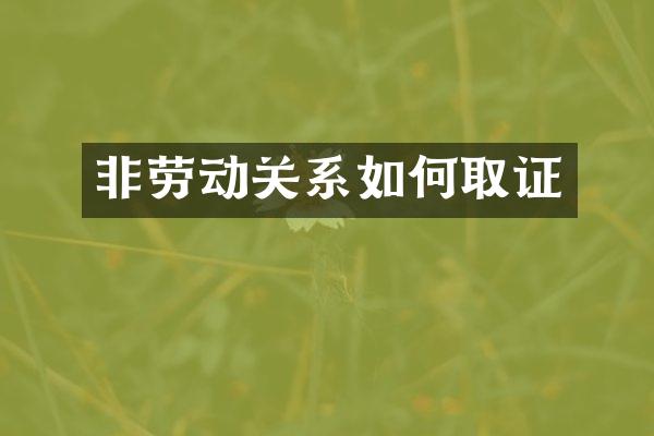 非劳动关系如何取证
