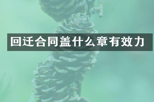 回迁合同盖什么章有效力