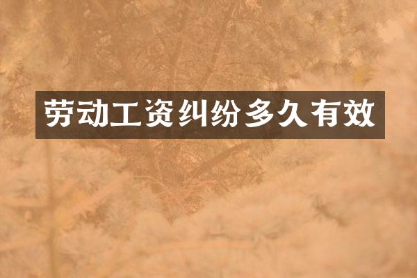 劳动工资纠纷多久有效