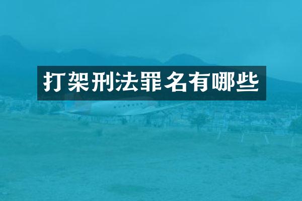 打架刑法罪名有哪些