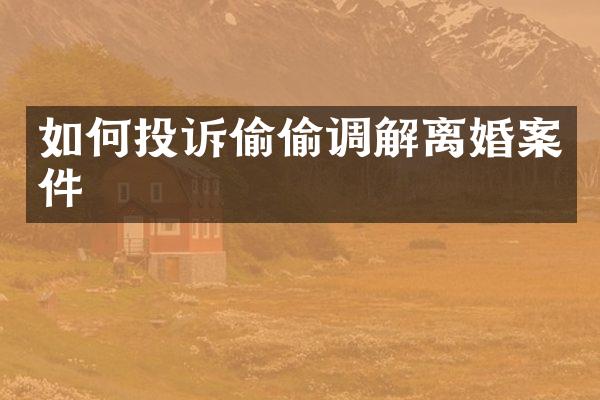 如何投诉偷偷调解离婚案件