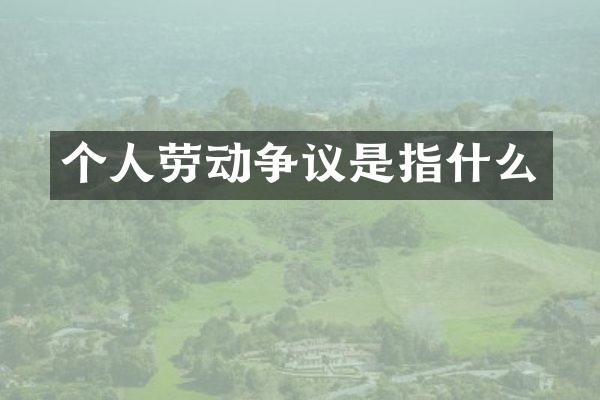个人劳动争议是指什么