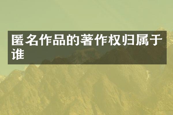 匿名作品的著作权归属于谁
