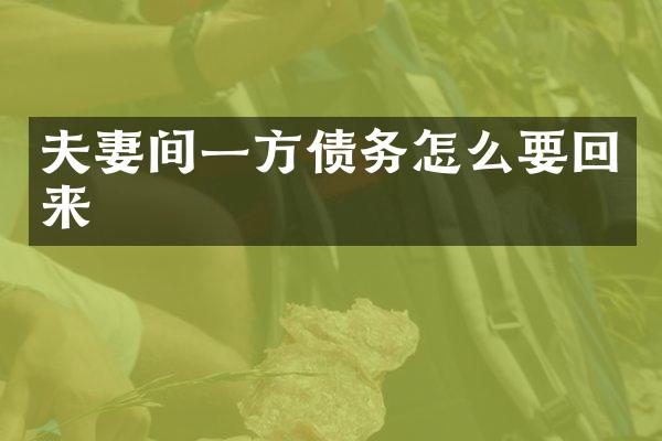 夫妻间一方债务怎么要回来
