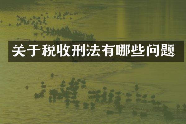 关于税收刑法有哪些问题
