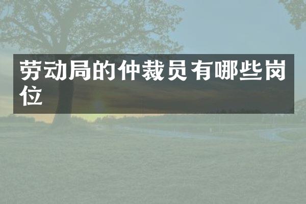 劳动局的仲裁员有哪些岗位